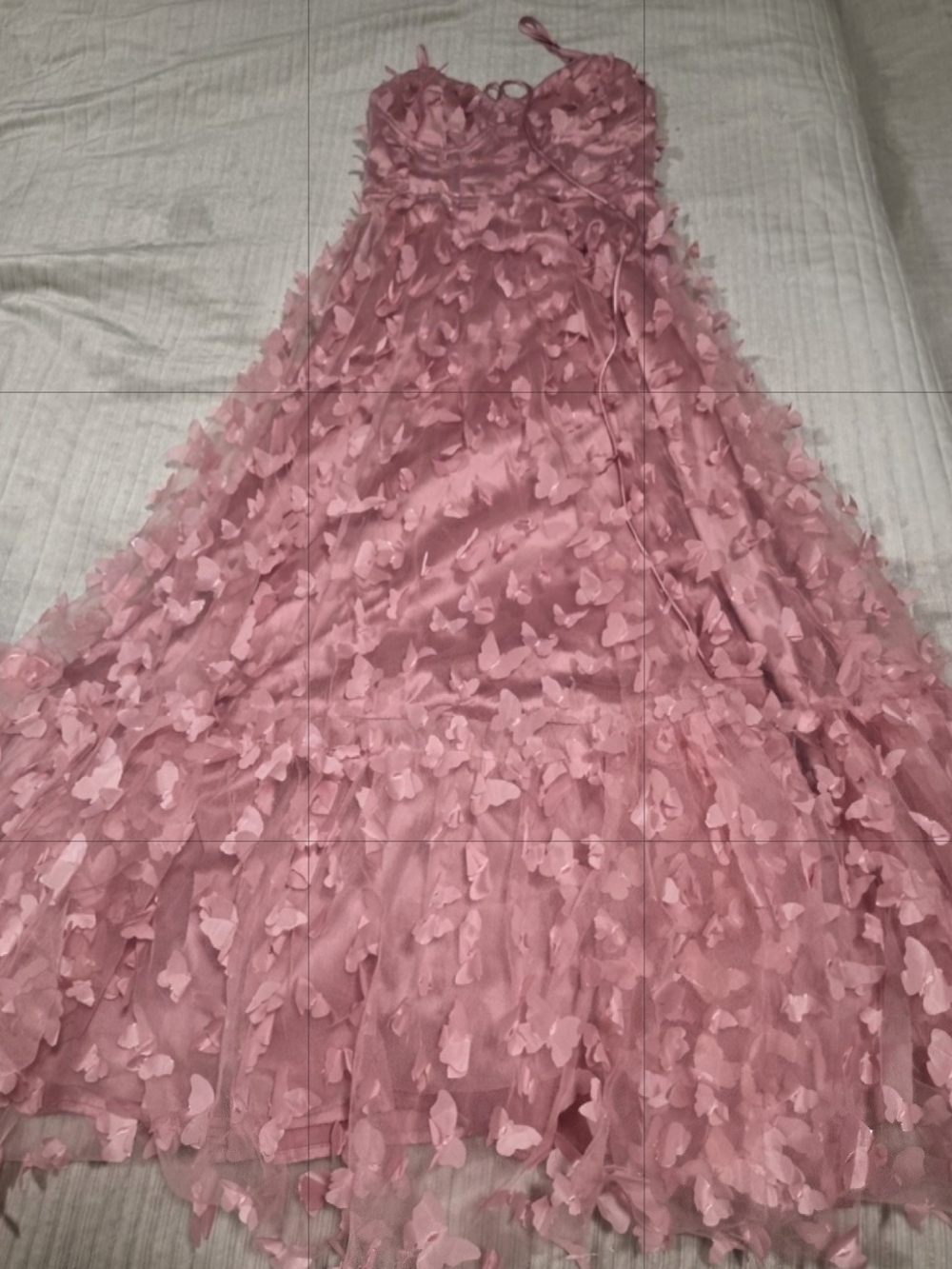 Formal Butterfly Applique A-Line Dress - Picture 4 of 9